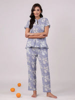 Floral Printed Cotton Night Suit Set - SanskrutiHomes