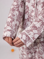 White Flower Printed Night Suit Set - SanskrutiHomes