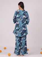 Blue Printed Cotton Night Suit Set - SanskrutiHomes