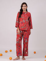 Yellow Floral Printed Cotton Night Suit for Kids - SanskrutiHomes