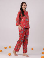 Yellow Floral Printed Cotton Night Suit for Kids - SanskrutiHomes