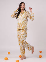 Yellow Cotton Printed Night Suit Set - SanskrutiHomes