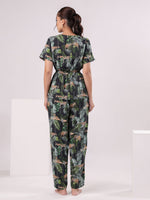 Black Flower Printed Night Suit Set - SanskrutiHomes