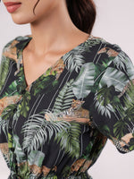 Black Flower Printed Night Suit Set - SanskrutiHomes