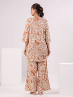 Orange Printed Cotton Night Suit Set for Women - SanskrutiHomes