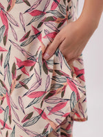Multicolor Leaf Printed Night Suit Set - SanskrutiHomes