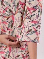 Multicolor Leaf Printed Night Suit Set - SanskrutiHomes