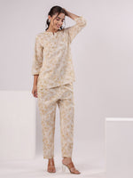 Brown Flower Printed Night Suit Set - SanskrutiHomes