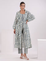 Blue & White 3 Piece Robe Loungewear Set - SanskrutiHomes