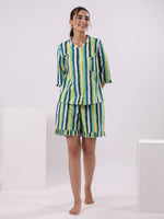Multicolor Striped Printed Night Suit Set - SanskrutiHomes