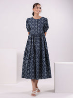 Floral Print Puff Sleeve Dress for Women - SanskrutiHomes