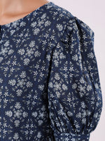 Floral Print Puff Sleeve Dress for Women - SanskrutiHomes