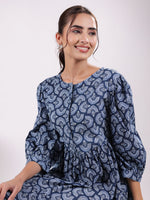 Women Floral Print Puff Sleeve Dress - SanskrutiHomes