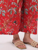 Red Floral Printed Jumpsuit for Women - SanskrutiHomes