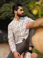 Men's Pure Cotton Off White Casual Shirt - SanskrutiHomes