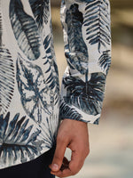 Men's Floral Pure Cotton Grey Printed Kurta - SanskrutiHomes