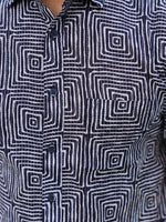 Men's Pure Cotton Blue Casual Shirt - SanskrutiHomes