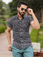 Men's Pure Cotton Black Casual Shirt - SanskrutiHomes