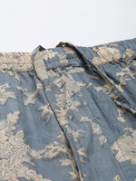 Powder Blue Cotton Printed Kaftan and Pajama Set - SanskrutiHomes