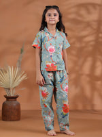 Flower Printed Night Suit Set for Kids - SanskrutiHomes