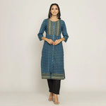 Rang Deep Women Blue Cotton Kurti - SanskrutiHomes