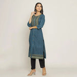 Rang Deep Women Blue Cotton Kurti - SanskrutiHomes