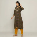 Rang Deep Women Green Cotton Kurti with plazzo - SanskrutiHomes