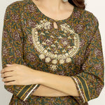 Rang Deep Women Green Cotton Kurti with plazzo - SanskrutiHomes