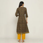 Rang Deep Women Green Cotton Kurti with plazzo - SanskrutiHomes