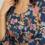 Blue Cotton Printed three Peace Night Suit Set with Pyjama - SanskrutiHomes