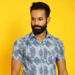Sanskruti Homes Light Blue Cotton Printed Shirt - SanskrutiHomes