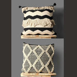 Hand-weaved Black Ruffle Cotton Rug with zari work - SanskrutiHomes