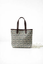 Multi Geometric Print with Leather Handles Tote Bag For Women - SanskrutiHomes