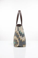 Multi color Geometric Print with Brown Handle Tote Bag for Women - SanskrutiHomes