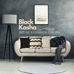 Black Kasha Set of 3 Cushion Covers - SanskrutiHomes