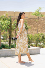 Flower Printed Square Neck Dress for Women - SanskrutiHomes