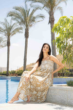 Flower Printed Square Neck Dress for Women - SanskrutiHomes