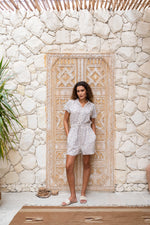 White Print Cotton Jumpsuit for Women - SanskrutiHomes