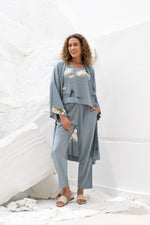 Set of 3 Grey Cotton Night Suit Set - SanskrutiHomes