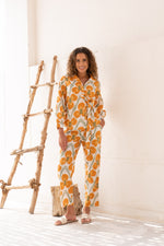 Yellow Flower Printed Cotton Co-ords Set - SanskrutiHomes