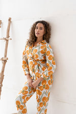 Yellow Flower Printed Cotton Co-ords Set - SanskrutiHomes