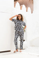 Black Printed Cotton Night Suit Set - SanskrutiHomes