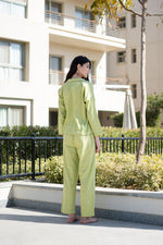 Green Pure Cotton Solid V-Neck night suit for women - SanskrutiHomes