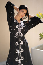 Women Viscose Rayon Black Solid Printed Dress - SanskrutiHomes