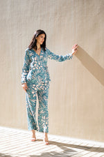 Green Floral Printed V-Neck Co-ords Set - SanskrutiHomes