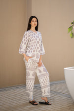 White Ethnic Motif Co Ord Set - SanskrutiHomes