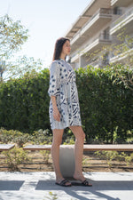 White Color Geometric Print Cotton Dress for Women - SanskrutiHomes