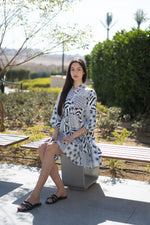 White Color Geometric Print Cotton Dress for Women - SanskrutiHomes