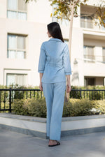 Women Solid Printed Blue Night Suit Set - SanskrutiHomes