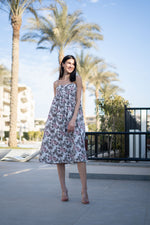 Off White Floral Printed Cotton Dress for Women - SanskrutiHomes